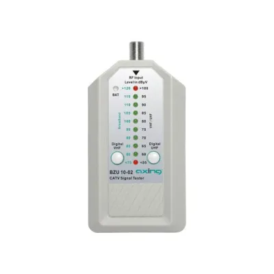 AXING CATV-Signaltester BZU 10-02 | Digitaler BK-Pegeltester | VHF/UHF | inkl. 30cm Patch-Kabel | LED/akustisch
