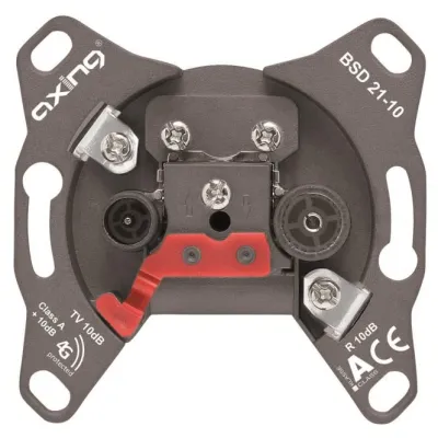 AXING Durchgangsdose BSD 21-10 | Hyperbreitbandsteckdose 2-Port | SAT BK HDTV | rückkanaltauglich 5-2200 MHz | 10 dB