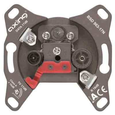 Axing Antennendose Durchgang BSD 963-17N | 3-Port Multimedia | TV, UKW, Data | Rückkanal | 17 dB | Unterputz | Klasse A