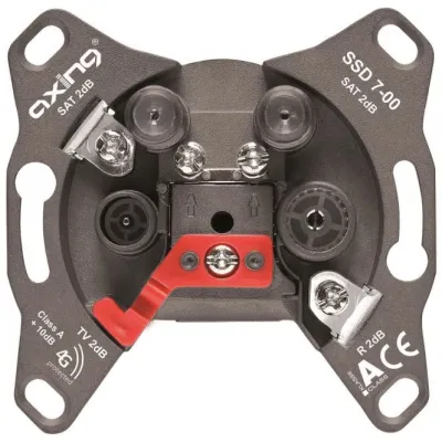 AXING Antennensteckdose SSD 7-00 | 4-Port Sat/BK TWIN | HDTV | rückkanaltauglich | F-Buchsen verlängert