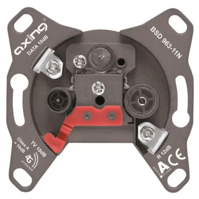 AXING Multimedia Antennendose BSD 963-11N | Enddose | 3-Loch | TV, UKW, Data | 10dB | Rückkanaltauglich | 5-1006 MHz