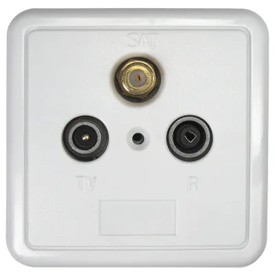 Axing Sat-Antennendose SSD 2-00 | 3-Loch SAT-Stichleitungsdose | vergoldete F-Buchse | Rückkanaltauglich | inkl. Deckel