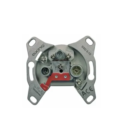 Axing Antennen-Durchgangsdose SSD 6-10 | Unicable programmierbar | 3-fach SAT TV Radio | 10dB | Unterputz | braun