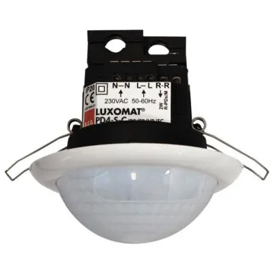 B.E.G. Präsenzmelder PD4-S-K-DE | Bewegungsmelder 360° | Slave für Korridore | Unterputz | IP20 | weiß