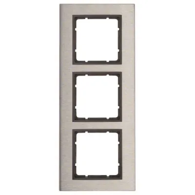 Berker Rahmen 3-fach B.7 10133606 | Abdeckrahmen Edelstahl anthrazit | vertikal | Unterputz | gebürstet matt | Metall