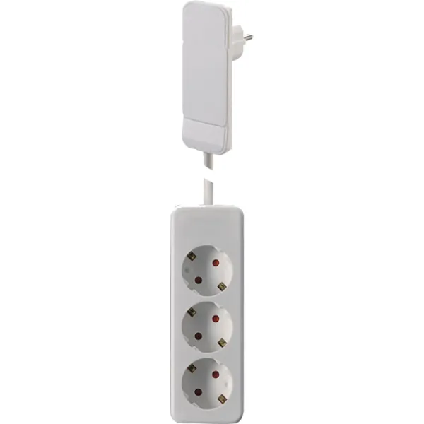 Bachmann Steckdosenleiste 933.007 | 3-fach Schuko | Flachstecker | 1,6m Kabel | erhöht. Berührungsschutz | IP20 | weiß
