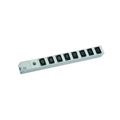 Bachmann Steckdosenleiste 19 Zoll 1HE 8x IEC C13 333.540 | Rack-PDU | 230V | 10A Sicherung | Alu | 2m C14 | Schwarz
