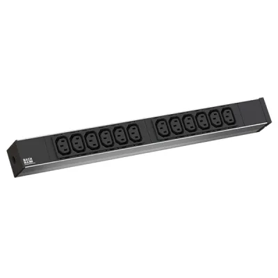 Bachmann Steckdosenleiste 19" Rack 1HE 333.830 | 12x IEC320 C13 | Aluminium | Verriegelungsabdeckung | schwarz