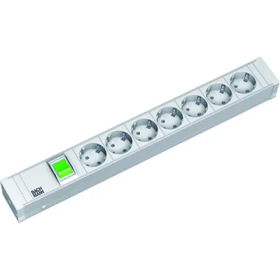 Bachmann Steckdosenleiste 19 Zoll 1,5HE 333.000 | 7-fach Schuko | Aluminium | Schalter | 2m Kabel | weiß