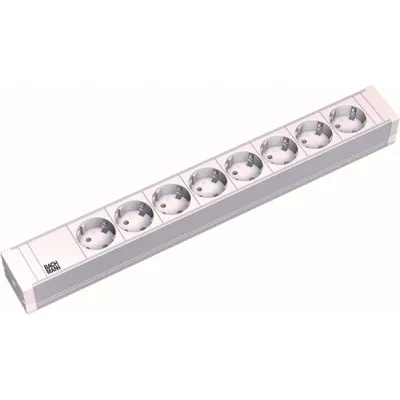 Bachmann Steckdosenleiste 19 Zoll | 333.601 | 8-fach Schuko | 1,5HE | 2m Kabel | Kunststoff | ohne Schalter | grau