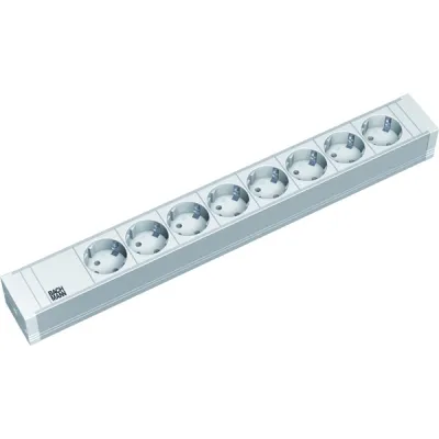 Bachmann Steckdosenleiste 19 Zoll | 333.601 | 8-fach Schuko | 1,5HE | 2m Kabel | Kunststoff | ohne Schalter | grau
