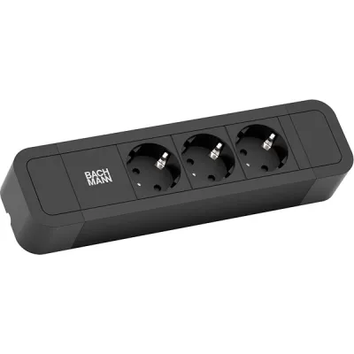 Bachmann Steckdosenleiste PRIMO 2 350.007 | 3-fach Schuko | 2m Kabel | Aluminium schwarz | 35° Winkel | IP20