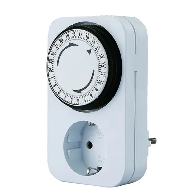 Bachmann Zeitschaltuhr mechanisch 24h 852.101 | Steckdosenschaltuhr 230V 16A | Schuko | 15 Min. Intervalle | weiß