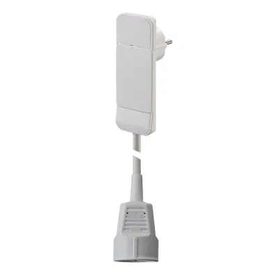 Bachmann Flachstecker Verlängerung 933.013 | Smart Plug | 1,5m Kabel | Schuko Schutzkontakt | Auswurfmechanik | weiß