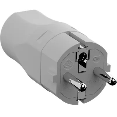 Bachmann Montagestecker 960.301 | Schutzkontaktstecker CEE 7/7 | 2-polig | 16A | 250V | IP20 | Schraubklemme | grau