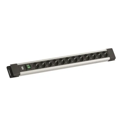 Bachmann Steckdosenleiste BM005901 CONNECTUS | 12-fach Schuko | 2m Kabel | Schalter | Kunststoff | IP20 | grau