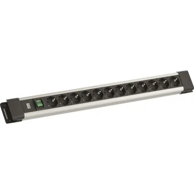 Bachmann Steckdosenleiste BM005901 CONNECTUS | 12-fach Schuko | 2m Kabel | Schalter | Kunststoff | IP20 | grau
