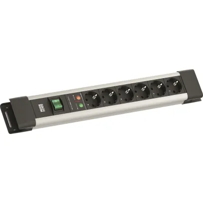 Bachmann Steckdosenleiste BM005904 CONNECTUS | 6-fach Schuko | Überspannungsschutz | 2m Kabel | Schalter | grau