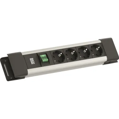 BACHMANN Steckdosenleiste BM005906 CONNECTUS | 4-fach Schuko | Schalter | 2m Kabel | Kunststoff | grau