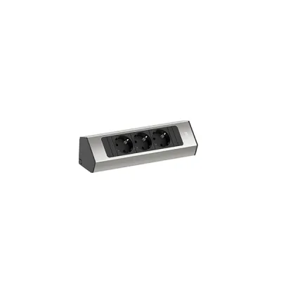 BACHMANN Steckdosenleiste CASIA 2 | 932.000 | 3-fach Schuko | 2m Kabel | Aluminium | Eckmontage | Edelstahl-Optik