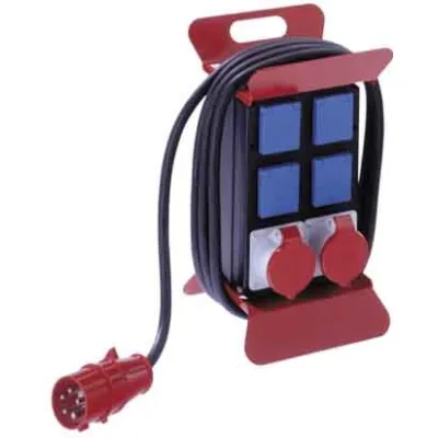 Bachmann Stromverteiler Stecky 349.009 | 400V CEE 1x16A 1x32A 5-polig | 4x Schuko | IP44 | 4m Kabel | schwarz