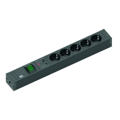 Bachmann Steckdosenleiste Connect Line 420.0022 | 5-fach Schuko | Überspannungsschutz | Schalter | 2m Kabel | schwarz