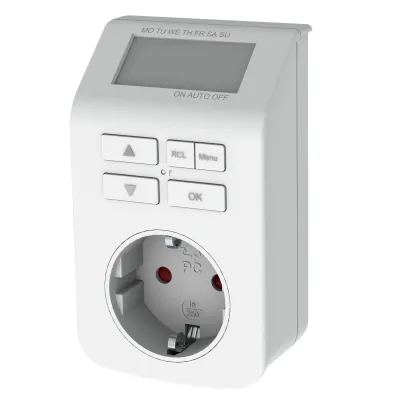 BACHMANN Digitale Wochenzeitschaltuhr 852.108 | Zwischenstecker SCHUKO | 16A 230V | max. 3680W | IP20 | Weiß