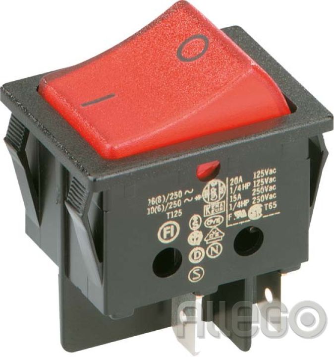 Bachmann EB-Wippenschalter sw/rt 16(8)A250V 2p. 924.099