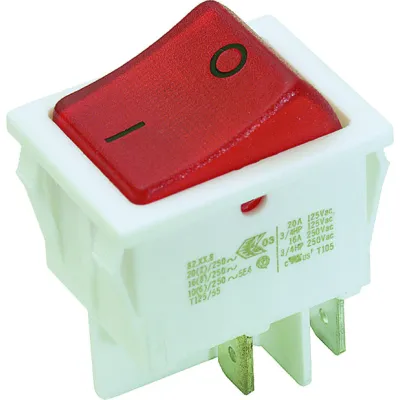 Bachmann Wippschalter 924.096 | 2-polig Ausschalter Serie 3652 | 16A 250V | beleuchtet | Einbau | rot/weiß