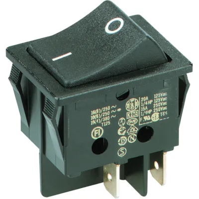 BACHMANN Wippenschalter 924.095 Serie 3652 | 2-polig Ausschalter | 16A 250V | Einbau | Flachstecker | Schwarz