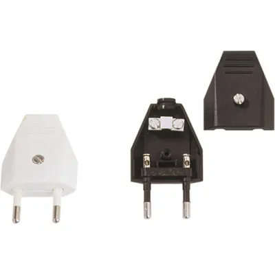 Bachmann Euroflachstecker 900.003 | Stecker für H05VV-F 2x0,75mm² | Schraubanschluss | 2,5A 250V | Kunststoff | Weiß