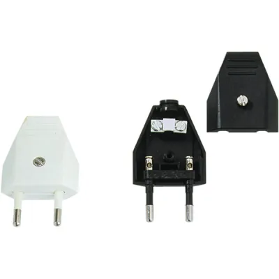 Bachmann Euroflachstecker 900.003 | Stecker für H05VV-F 2x0,75mm² | Schraubanschluss | 2,5A 250V | Kunststoff | Weiß