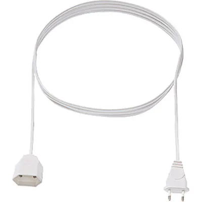 Bachmann Euro Verlängerungskabel 2m 233.284 | H03VVH2-F 2x0,75mm² | Eurostecker auf Eurokupplung | PVC | Weiß
