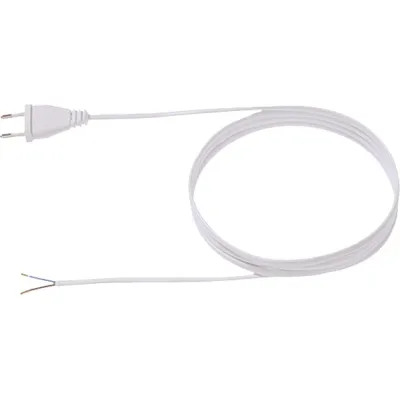 Bachmann Euro-Zuleitung 202.284 | Flachleitung H03VVH2-F 2x0,75mm² | 2m | Eurostecker auf Aderendhülse | PVC | weiß