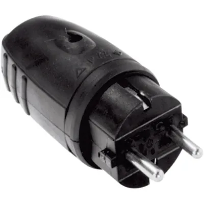 Bachmann Gummistecker 913.171 | Schukostecker IP44 | 16A 250V | doppelte Erdung | montierbar | schwarz