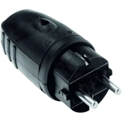 Bachmann Gummistecker 913.171 | Schukostecker IP44 | 16A 250V | doppelte Erdung | montierbar | schwarz