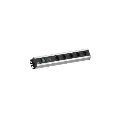 Bachmann Steckdosenleiste 5-fach mit Schalter | 2x USB-A | 2m Kabel | 90° gedreht | silber/schwarz