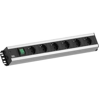 Bachmann Handwerker-Steckdosenleiste 300.003 | 6-fach Schuko | 90° gedreht | Schalter | 2m Kabel | IP20 | grau