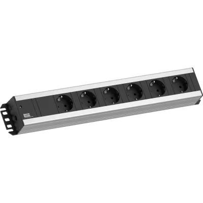 Bachmann Handwerkerleiste 300.000 | Steckdosenleiste 6-fach Schuko 90° | 2m Kabel | 15mm Abstand | IP20 | grau