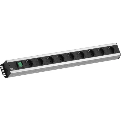 Bachmann Handwerkerleiste 300.004 | Steckdosenleiste 9-fach Schuko 90° | mit Schalter | 2m Kabel | IP20 | grau