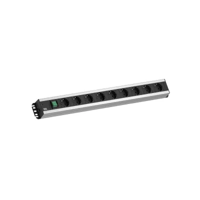 Bachmann Handwerkerleiste 300.004 | Steckdosenleiste 9-fach Schuko 90° | mit Schalter | 2m Kabel | IP20 | grau