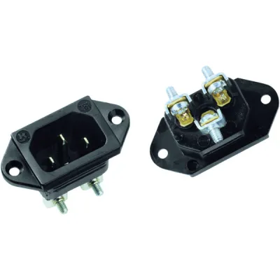 Bachmann Kaltgeräte-Einbaustecker 917.170 | C14 Stecker | 10A 250V | Schraubanschluss | Polyamid | 70°C | schwarz