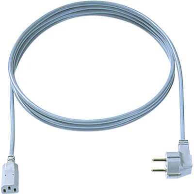 Bachmann Kaltgeräte-Zuleitung 3m grau | H05VV-F 3G1,0mm² | SCHUKO Winkelstecker | IEC C13