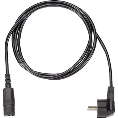 Bachmann Kaltgeräte-Zuleitung 2m | H05VV-F 3G0,75mm² | 10A | Schuko-Winkelstecker C13 | schwarz