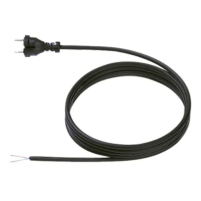 Bachmann Netzanschlussleitung 246.185 | H07RN-F 2x1,0mm² | 3m Gummikabel mit Konturenstecker & Aderendhülsen, schwarz