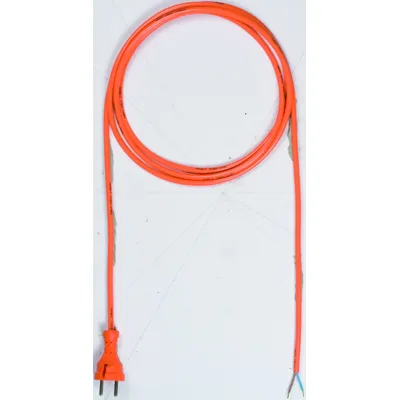 Bachmann Netzanschlussleitung 244.875 | H05BQ-F 2x1,0mm² | 3m | Konturenstecker | Aderendhülsen | PUR | Orange