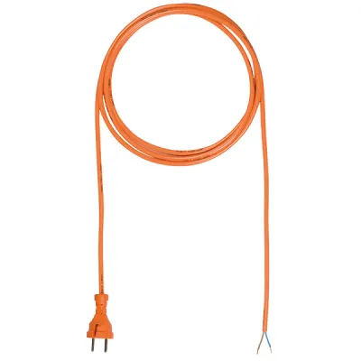 Bachmann Netzanschlussleitung 244.876 | H05BQ-F 2x1,0 mm² | 5m | PUR-Gummi | Aderendhülse | Konturenstecker | orange