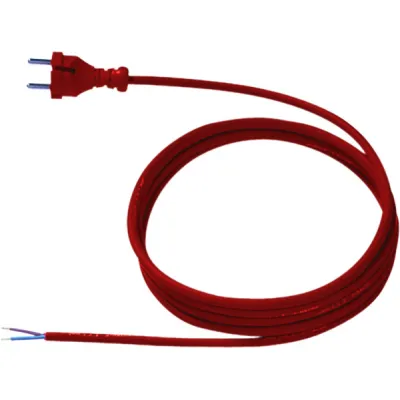 BACHMANN Netzanschlussleitung 3m | H07RN-F 2x1mm² | CEE 7/17 Stecker | 10A | IP20 | ölbeständig | rot