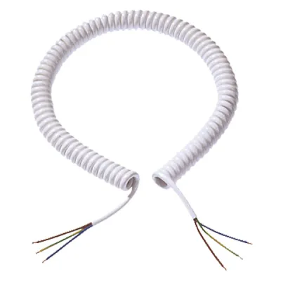 Bachmann Spiralleitung 693.283 | Wendelleitung 5x1,5mm² YMH11Y-J | PUR Kabel 2m | weiß | flammwidrig | 230/500V