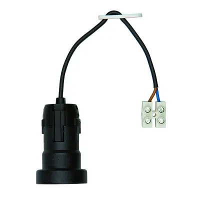 Bachmann Leuchtenfassung E27 641.1701 | Baustellenfassung mit Lüsterklemme | Kunststoff | 0,2m Leitung | schwarz